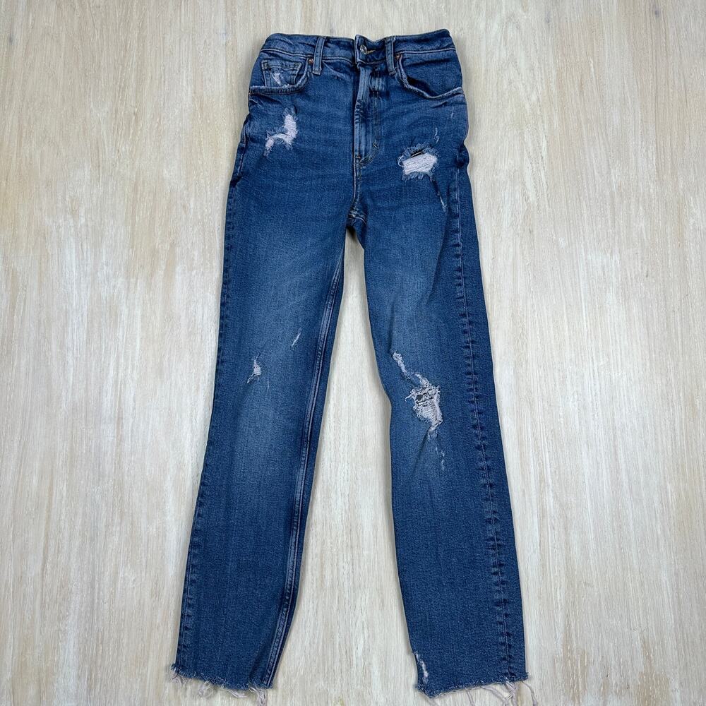 Free People We The Free Blue High Rise Distressed Skinny Casual Denim Jeans 24
